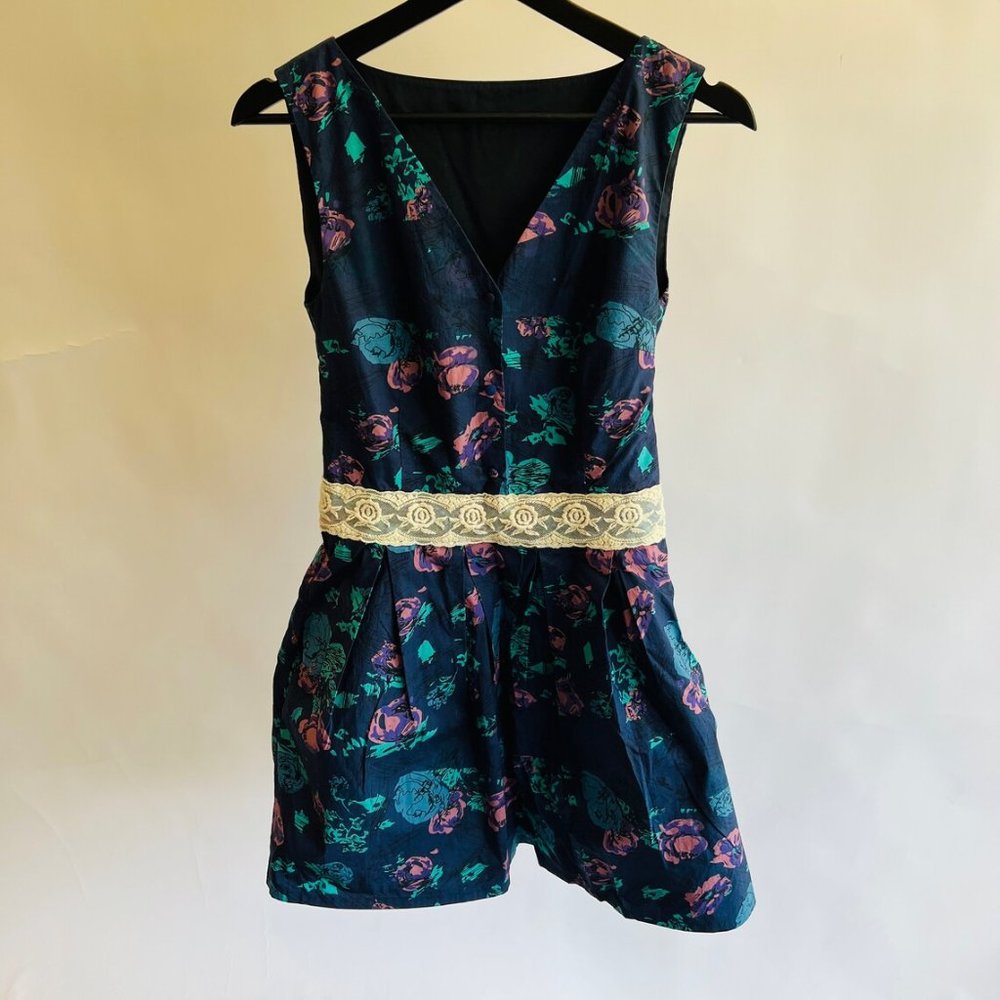 Bespoke Custom XXS Floral Linen Pleated Slip Dress